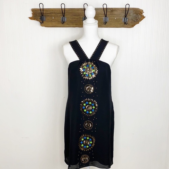 Tibi Silk Dress Beaded Front with Studded Straps - Picture 1 of 12